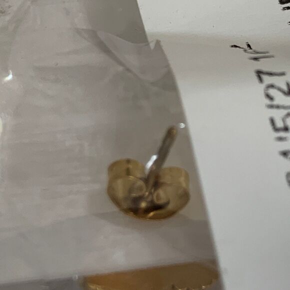 Stainless Steel Womens Green Five Leaf Clover Flower Stud Striped Earrings - Picture 3 of 4